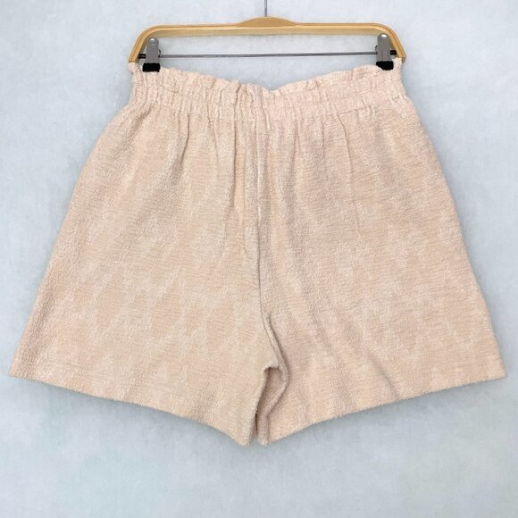 New Current Air Women's Ivory Blush Shorts Nubby Knit Drawstring Waist Medium - Picture 2 of 7